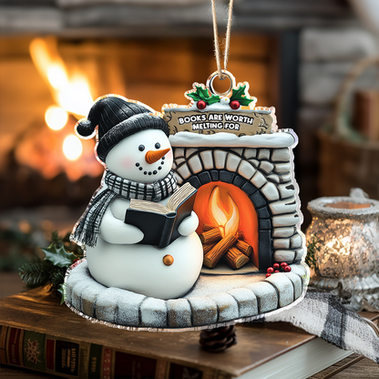 Shineful 2D Acrylic Ornament Snowman Book Nook