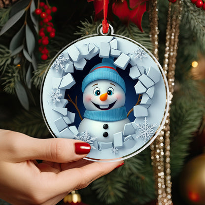 Glänzendes 2D-Ornament aus Acryl – Frosty der Schneemann Weihnachten 