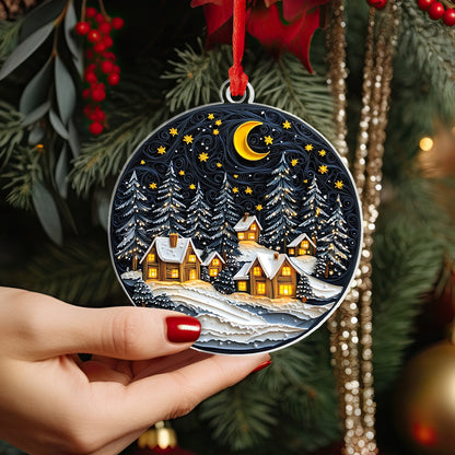 Shineful 2D Acrylic Ornament - Winter Village Night