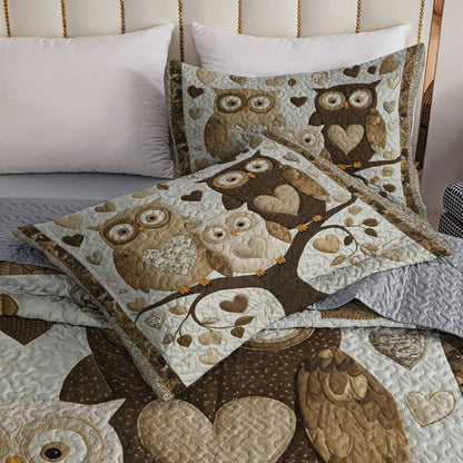 Shineful All Season Quilt 3-Piece Set - Owl Family Love