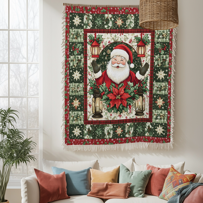 Shineful Woven Tapestry Throw Blanket Santa’s Holiday Cheer