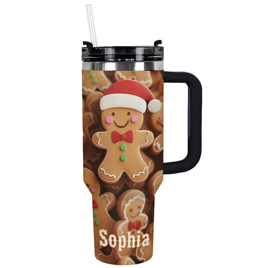 Shineful Glossy Tumbler Personalized Christmas Gingerbread Cheer