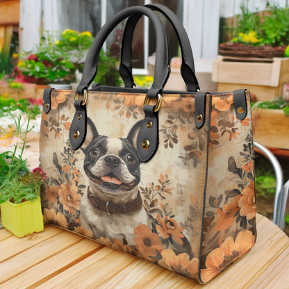 Shineful Leather Bag French Bulldog Floral