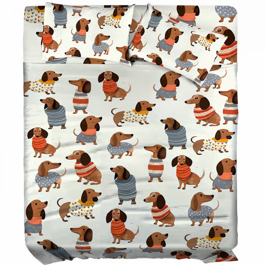 Shineful 4-Piece Bed Sheet Set Cuteness Overload Dachshunds