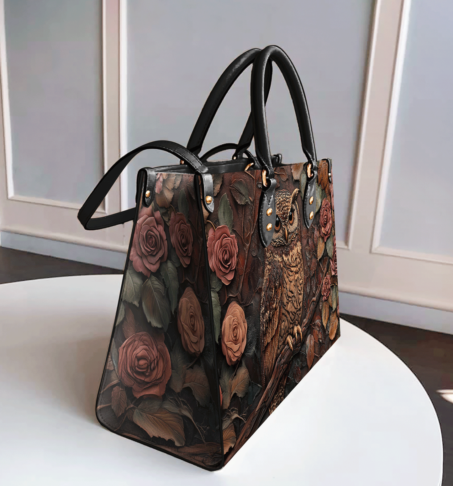 Shineful Leather Bag - Majestic Rose Owl