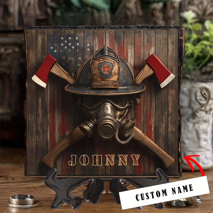 Shineful 2D Wooden Plaque, Hanging Decor, Door Sign -  Personalized Firefighter's Honor Emblem