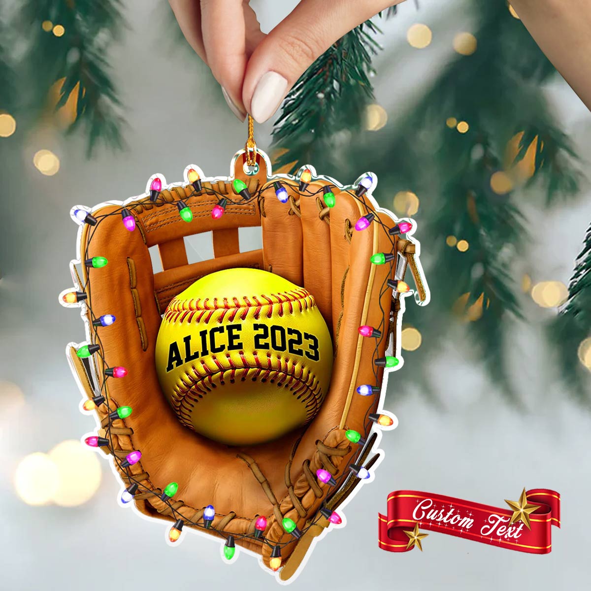 Shiny 2D Acryl Ornament personalisierte Softball Urlaub 