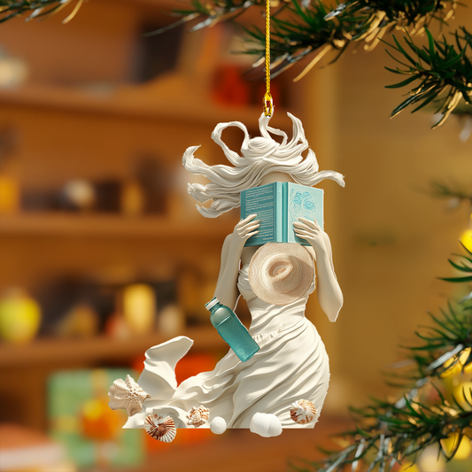 Glänzendes 2D-Acryl-Ornament – ​​Küstenträume mit Büchern 