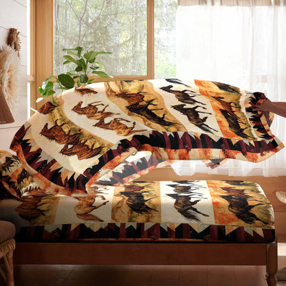 Shineful 4-Piece Bed Sheet Set Wild Horses