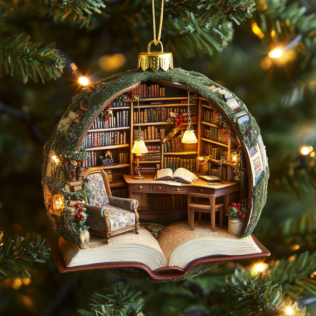 Shineful 2D Acrylic Ornament Cozy Book Nook Retreat