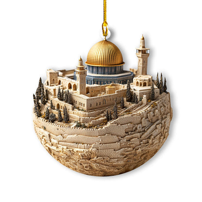 Glänzendes 2D-Acryl-Ornament – ​​Ewiges Jerusalem, Stadt des Glaubens 