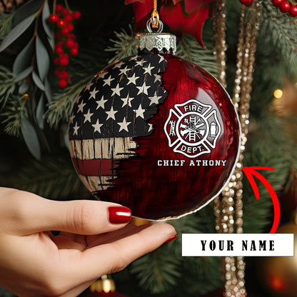 Shineful Acrylic Ornament Personalized Firefighter’s Patriot Pride