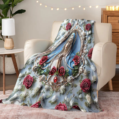 Shineful Fleece Blanket Sacred Heart Virgin Mary