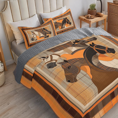 Shineful All Season Quilt 3-Piece Set Horse Timeless Elegance