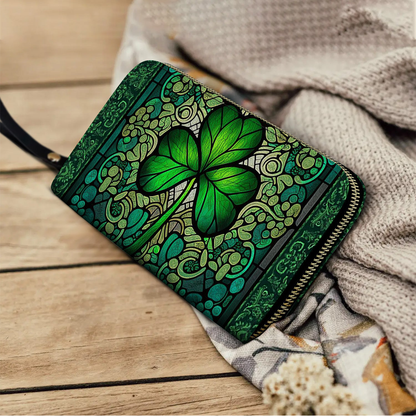 Shineful Leather Clutch Purse With Wristlet Strap Handle Celtic Charm