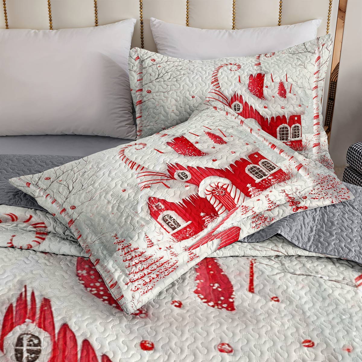 Shineful All Season Quilt 3-Piece Set Sweet House Christmas