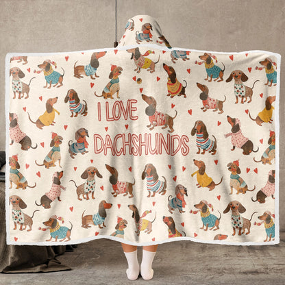 Shineful Wearable Hooded Blanket - Dachshund Lovely Delight