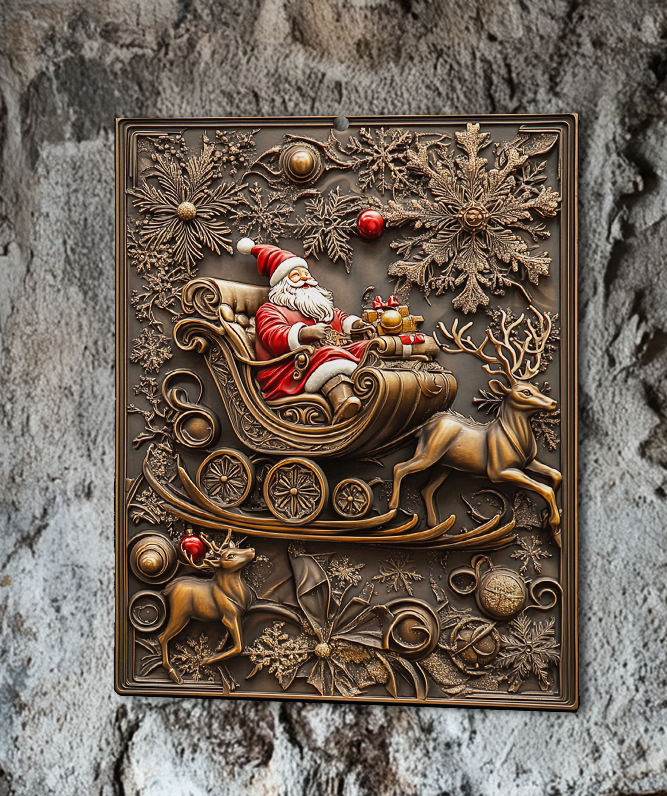 Shineful 2D Metal Sign Santa's Merry Journey