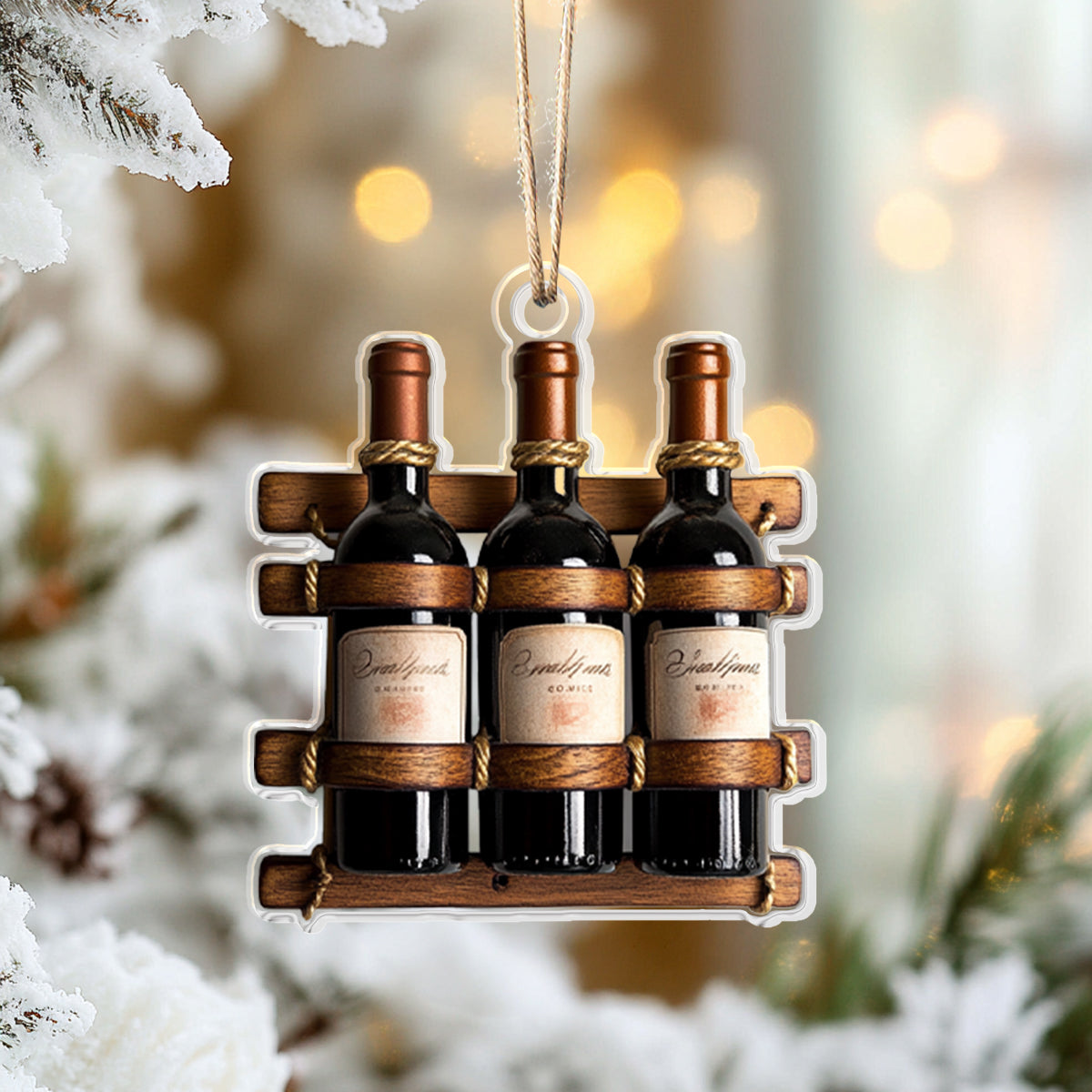 Shineful 2D Acrylic Ornament - Rustic Wine Rack