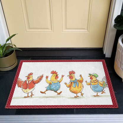 Shineful Ultra-Thin Non Skid Floor Mat, Kitchen Rugs Chicken Dancing