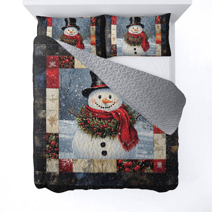 Ensemble de courtepointe toutes saisons Shineful 3 pièces Bonhomme de neige joyeux 