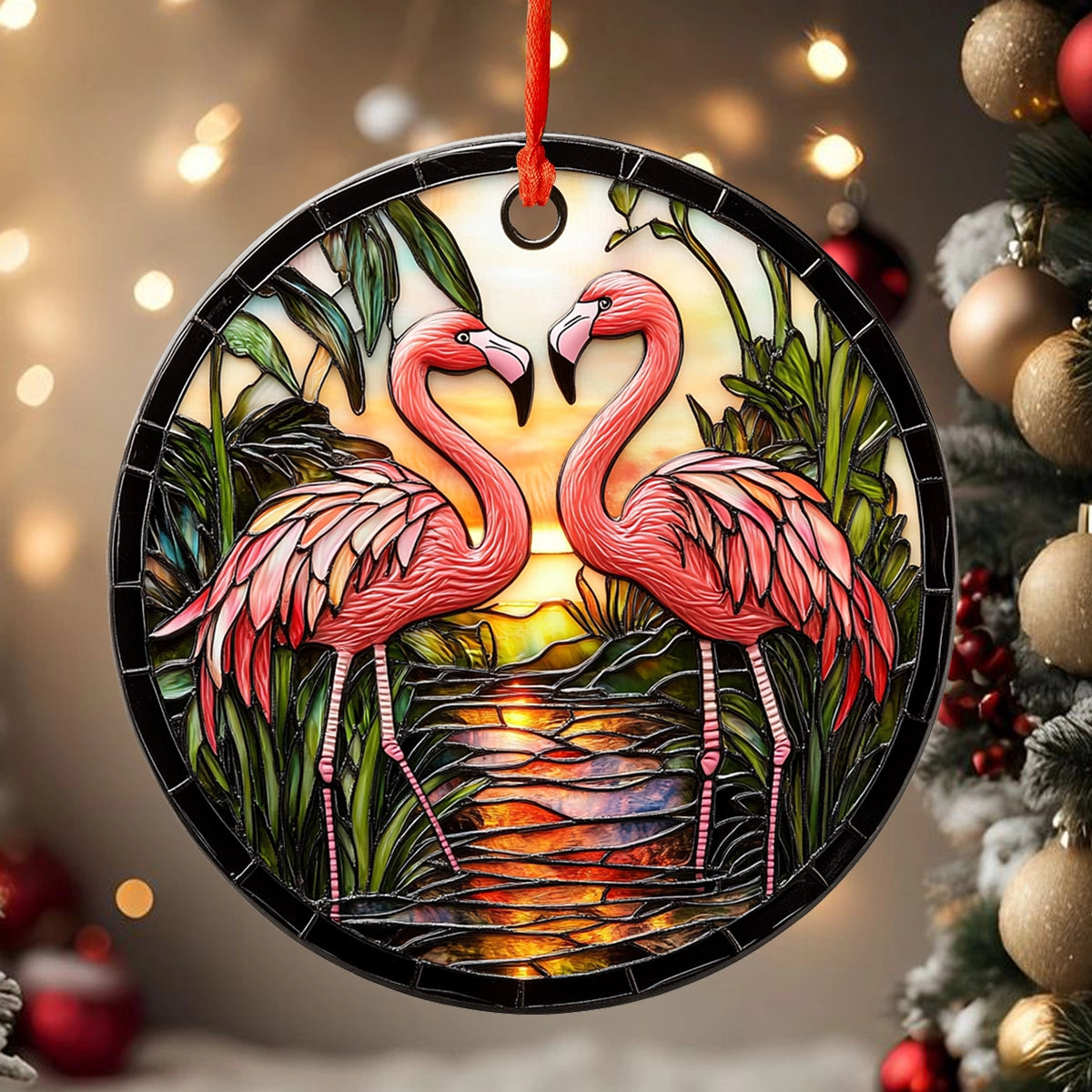 Shineful 2D Acrylic Ornament Flamingo Love