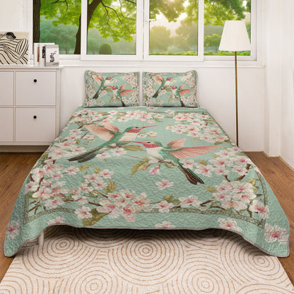 Shineful All Season Quilt 3-Piece Set Hummingbird Floral Haven