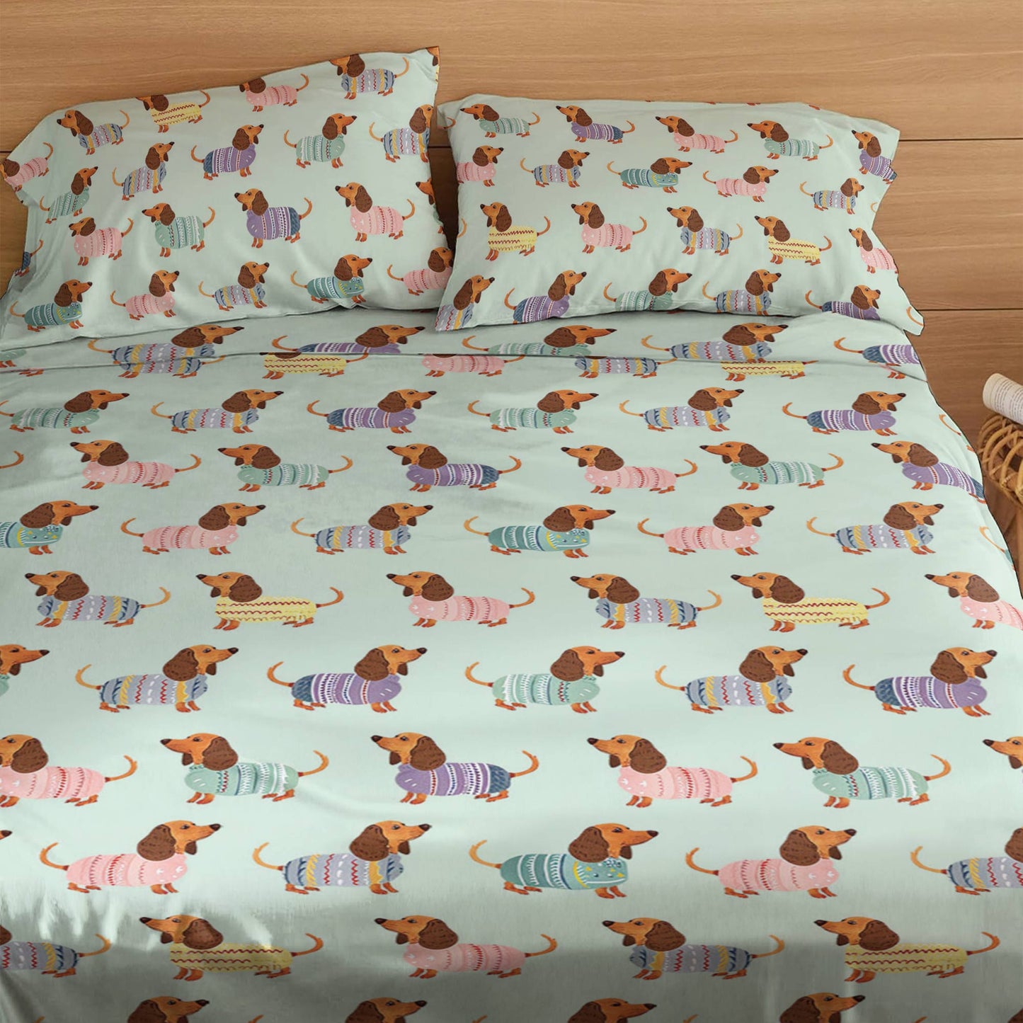 Shineful 4-Piece Bed Sheet Set Colorful Dachshunds