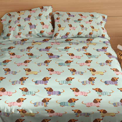 Shineful 4-Piece Bed Sheet Set Colorful Dachshunds