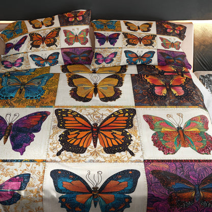 Shineful 4-Piece Bed Sheet Set Vintage Butterflies