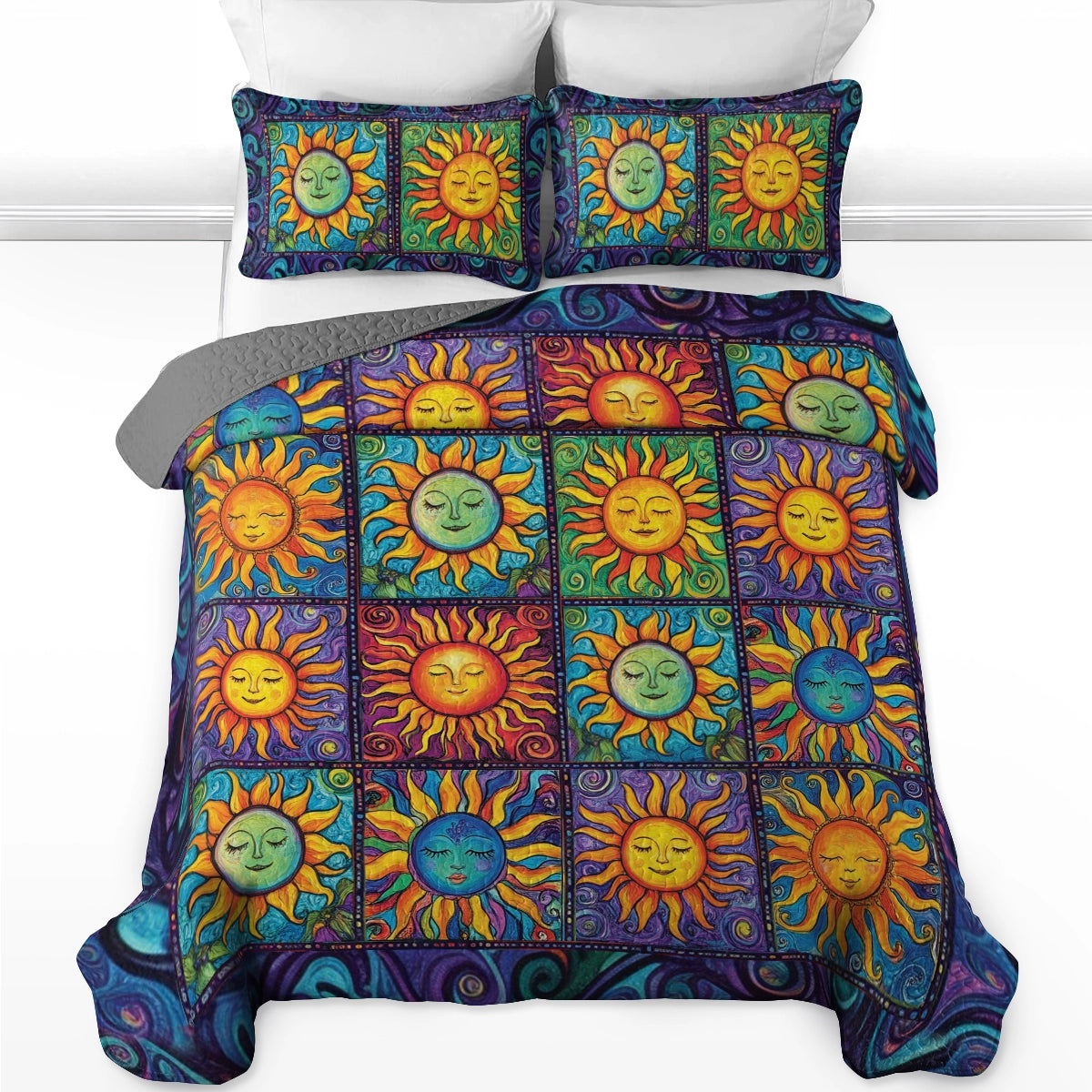 Shineful All Season Quilt 3-Piece Set - Hippie Sun Vibes