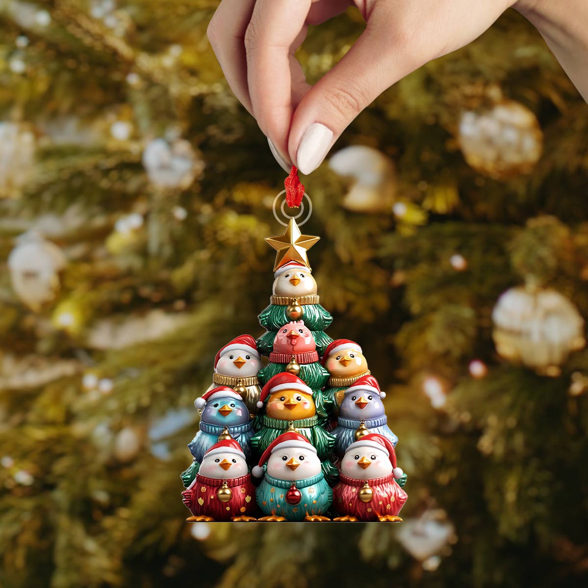 Shineful 2D Acrylic Ornament Chicken Christmas Tree