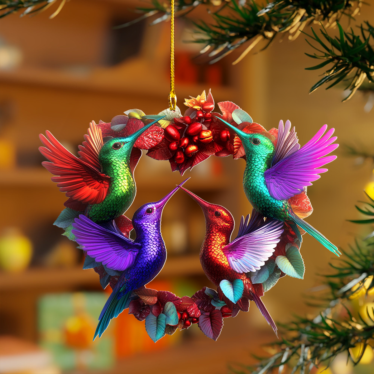 Shineful 2D Acrylic Ornament - Hummingbird Romance