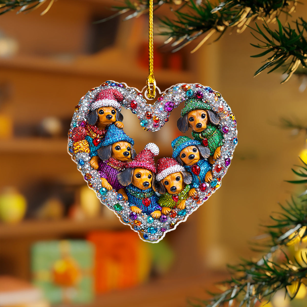 Shineful 2D Acrylic Ornament Sweater Dachshund In My Heart Collection