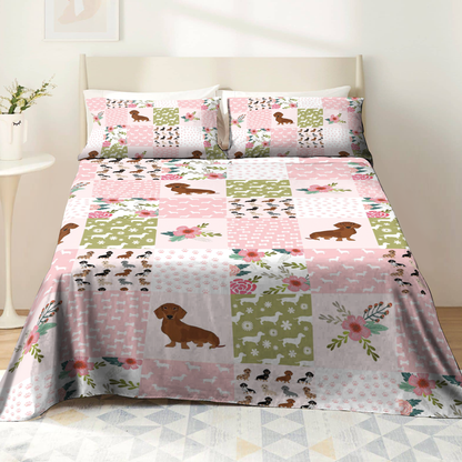 Shineful 4-Piece Bed Sheet Set Dachshund Dreams