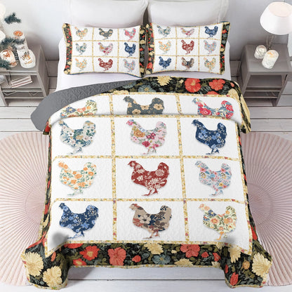 Shineful All Season Quilt 3-Piece Set Charming Chicken