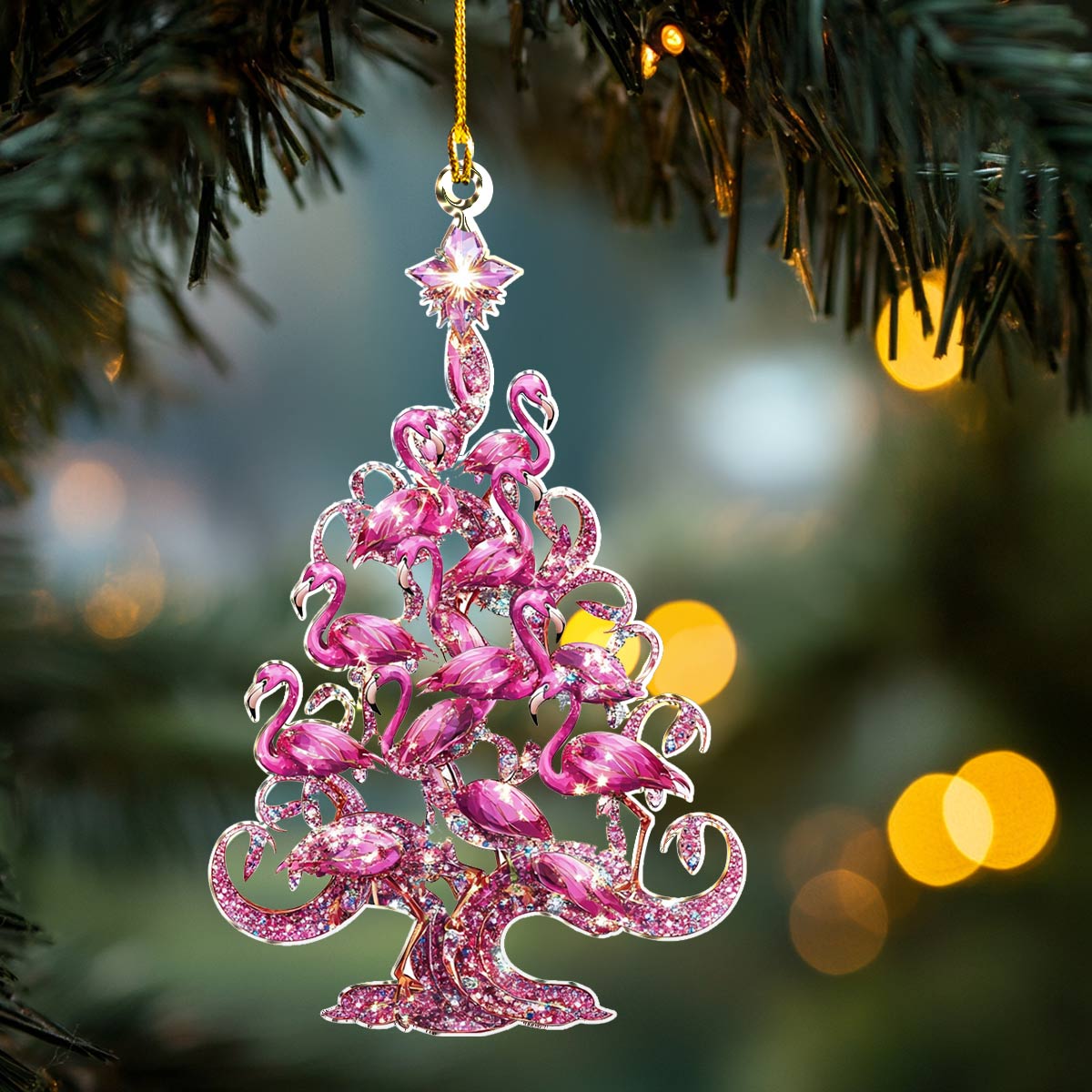 Shineful 2D Acrylic Ornament Flamingo Flock Christmas