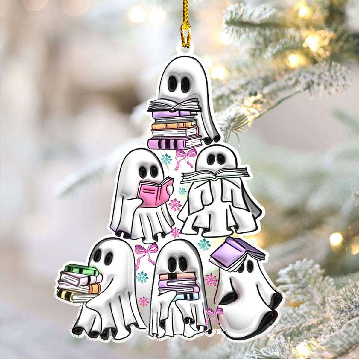 Shineful 2D Acrylic Ornament - Spooky Bookish Ghost