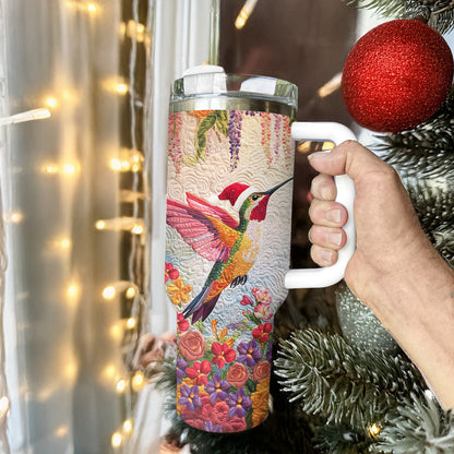 Shineful Tumbler Floral Christmas Hummingbird