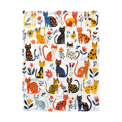 Shineful Fleece Blanket Purrfectly Feline With Floral