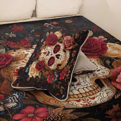 Shineful All Season Quilt 3-Piece Set - Dark Bloom Sugar Skull