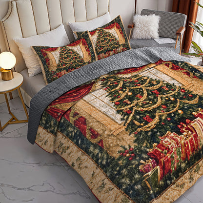 Shineful All Season Quilt 3-Piece Set Christmas Tree Holiday