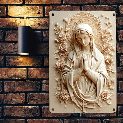 Shineful 2D Metal Sign Virgin Mary with Roses