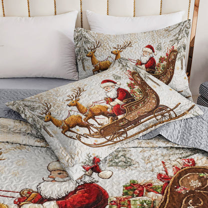 Shineful All Season Quilt 3-Piece Set Santa Sleigh