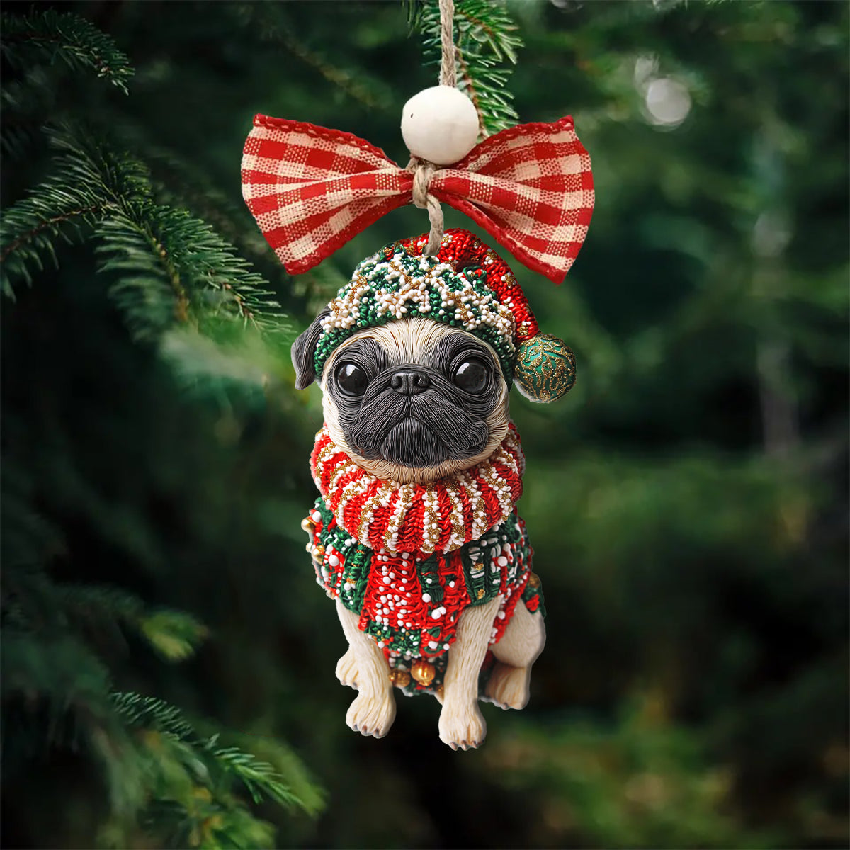 Shineful 2D Acrylic Ornament Chistmas Puggy