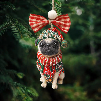 Shineful 2D Acrylic Ornament Chistmas Puggy