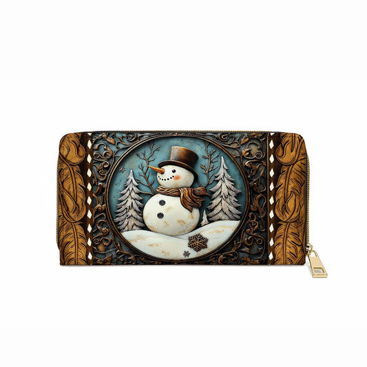 Shineful Leather Clutch Purse With Wristlet Strap Handle Holiday Cheer