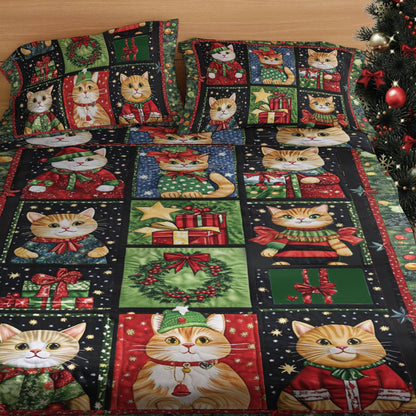 Shineful 4-Piece Bed Sheet Set Festive Cats