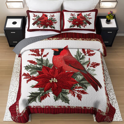 Shineful All Season Quilt 3-Piece Set Gentle Cardinal