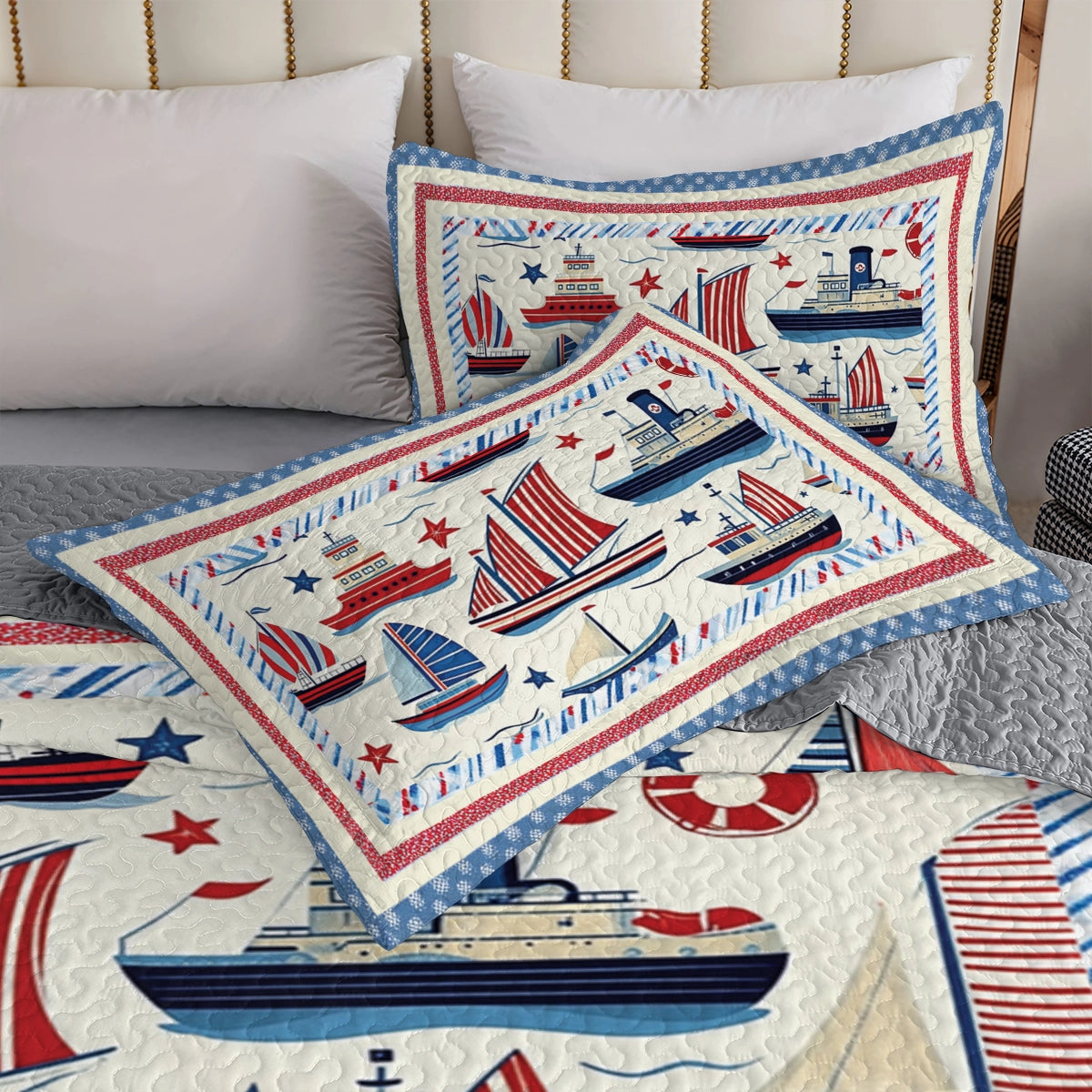 Ensemble de courtepointe toutes saisons Shineful 3 pièces - Sail Away Cozy